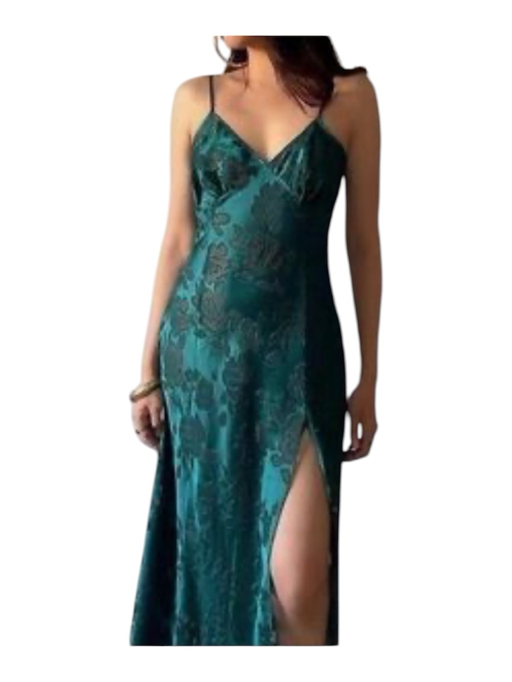 Vintage Victoria Secret Emerald Green Lace-Detail Slip nightgown/matching top